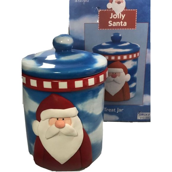 Oneida Other - Sakura Oneida Earthenware Zulauf Design Jolly Santa Christmas Cookie Treat Jar